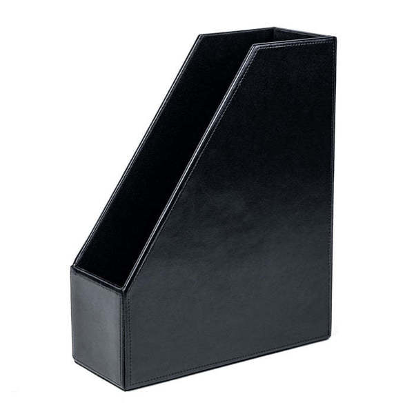 Dacasso Black Bonded Leather Magazine Rack AG-1482